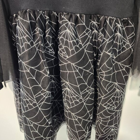 Cat & Jack Halloween Themed Long Sleeve Black Spider Web Dress - Large (10-12) - Picture 5 of 8